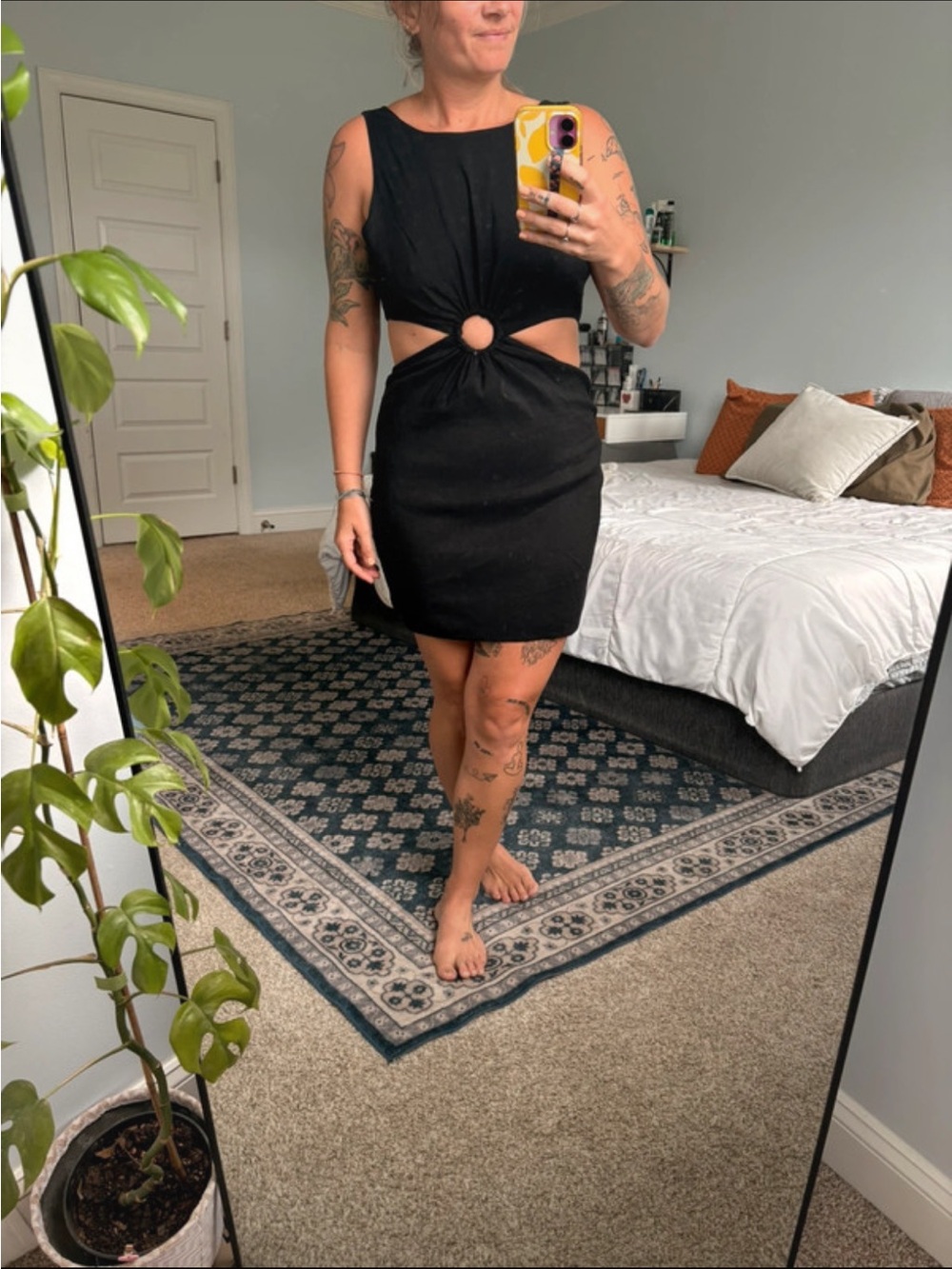 Zara Black Cutout Mini Dress with Ring Detail